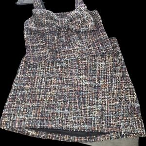 New Chic Tweed Dress with Bow Detail